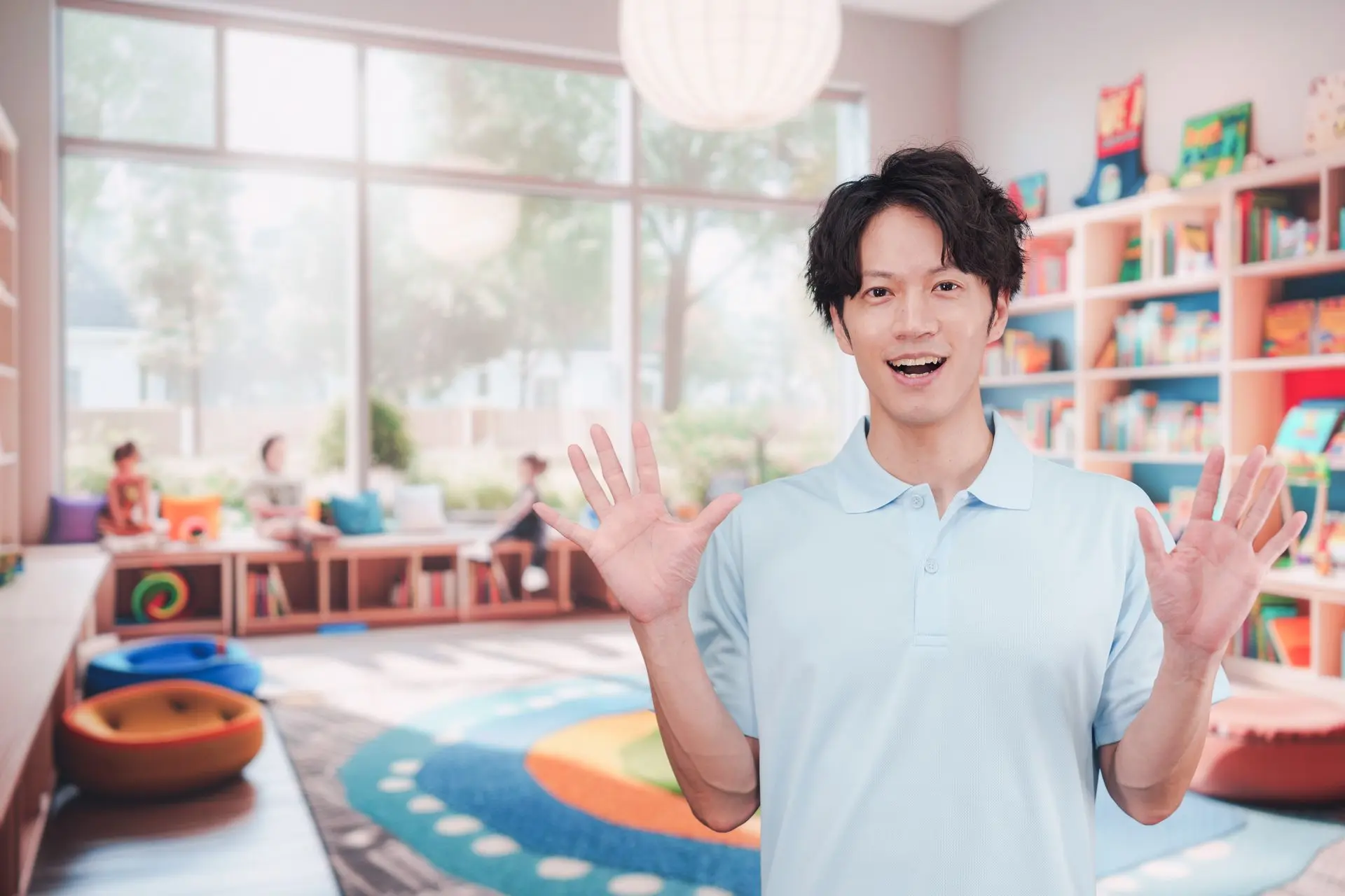 Tevreden begeleider in gezonde omgeving met stabiele temperatuur