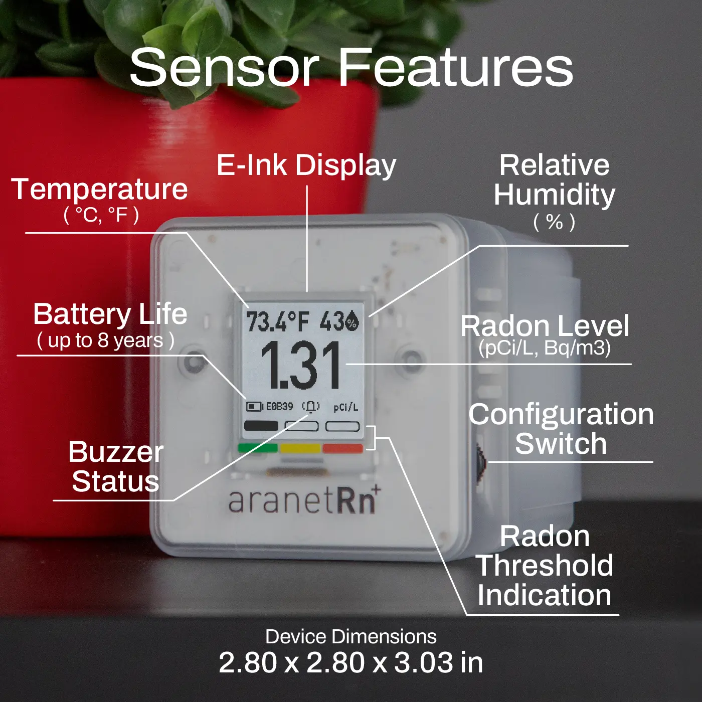 Radon sensor met uitleg