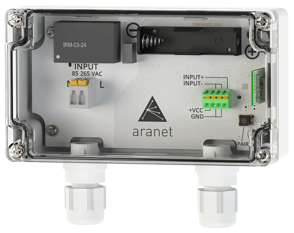 Aranet 0-10 V Transmitter met 12 VDC voeding